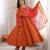Trendy  roman  silk embroidery sequence  and mirror work rust readymade ethnic gown