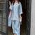 Sky blue satin heavy thread embroidery work kurta patiala set