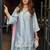 Sky blue satin heavy thread embroidery work kurta patiala set