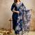 Blue roman heavy thread embroidery work kurta pant set