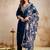 Blue roman heavy thread embroidery work kurta pant set