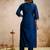 Blue roman heavy thread embroidery work kurta pant set