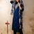 Blue roman heavy thread embroidery work kurta pant set