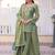 Pista green fandy heavy thread embroidery work kurta palazzo set