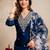 Blue roman heavy thread embroidery work kurta pant set