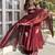 Maroon frandy silk heavy thread embroidery work kurta palazzo set