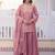 Pink fandy heavy thread embroidery work kurta palazzo set