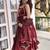 Maroon frandy silk heavy thread embroidery work kurta palazzo set