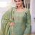 Pista green fandy heavy thread embroidery work kurta palazzo set