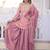 Pink fandy heavy thread embroidery work kurta palazzo set