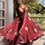Maroon frandy silk heavy thread embroidery work kurta palazzo set