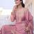 Pink fandy heavy thread embroidery work kurta palazzo set