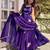 Purple frandy silk heavy thread embroidery work kurta palazzo set