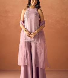 Mauve crunchy beads work kurta palazzo set