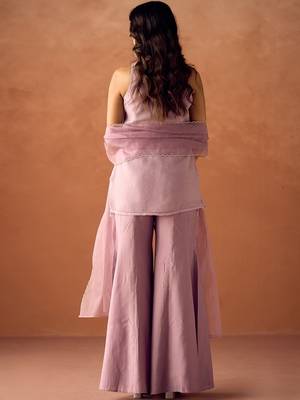 Mauve crunchy beads work kurta palazzo set 4