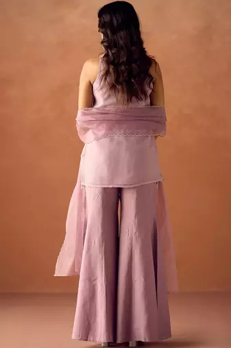 Mauve crunchy beads work kurta palazzo set