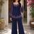 Navy blue georgette heavy thread embroidery work kurta with palazzo