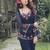 Navy blue georgette heavy thread embroidery work kurta with palazzo