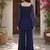 Navy blue georgette heavy thread embroidery work kurta with palazzo