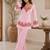 Pink georgette heavy thread embroidery work kurta with palazzo