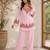 Pink georgette heavy thread embroidery work kurta with palazzo