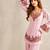 Pink georgette heavy thread embroidery work kurta with palazzo