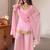 Pink georgette embroidery lace border work kurta palazzo set