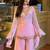 Pink georgette embroidery lace border work kurta palazzo set