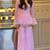 Pink georgette embroidery lace border work kurta palazzo set