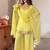 Yellow georgette embroidery lace border work kurta palazzo set