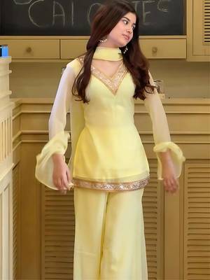 Yellow georgette embroidery lace border work kurta palazzo set 4