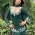 Green georgette heavy thread embroidery work kurta palazzo set