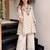 Cream silk crepe heavy thread embroidery work kurta with palazzo