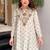Cream silk crepe heavy thread embroidery work kurta with palazzo
