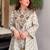 Cream silk crepe heavy thread embroidery work kurta with palazzo