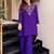 Purple silk crepe heavy thread embroidery work kurta with palazzo