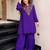 Purple silk crepe heavy thread embroidery work kurta with palazzo