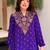 Purple silk crepe heavy thread embroidery work kurta with palazzo
