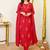 Red mull chanderi heavy thread embroidery work kurta pant set