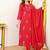 Red mull chanderi heavy thread embroidery work kurta pant set