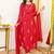 Red mull chanderi heavy thread embroidery work kurta pant set