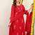 Red mull chanderi heavy thread embroidery work kurta pant set