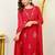 Red mull chanderi heavy thread embroidery work kurta pant set