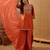 Orange french crepe heavy thread embroidery work kurta palazzo set