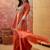 Orange french crepe heavy thread embroidery work kurta palazzo set