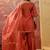 Orange french crepe heavy thread embroidery work kurta palazzo set