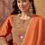 Orange french crepe heavy thread embroidery work kurta palazzo set
