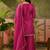 Rani pink french crepe heavy thread embroidery work kurta palazzo set