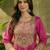 Rani pink french crepe heavy thread embroidery work kurta palazzo set