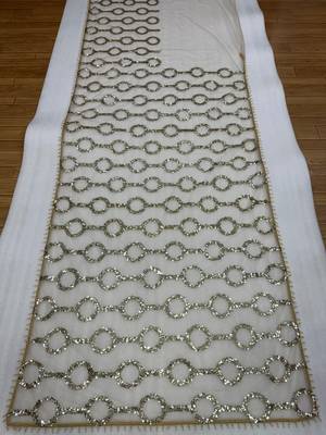 Cream butterfly net embroidered saree with unstitched blouse 2